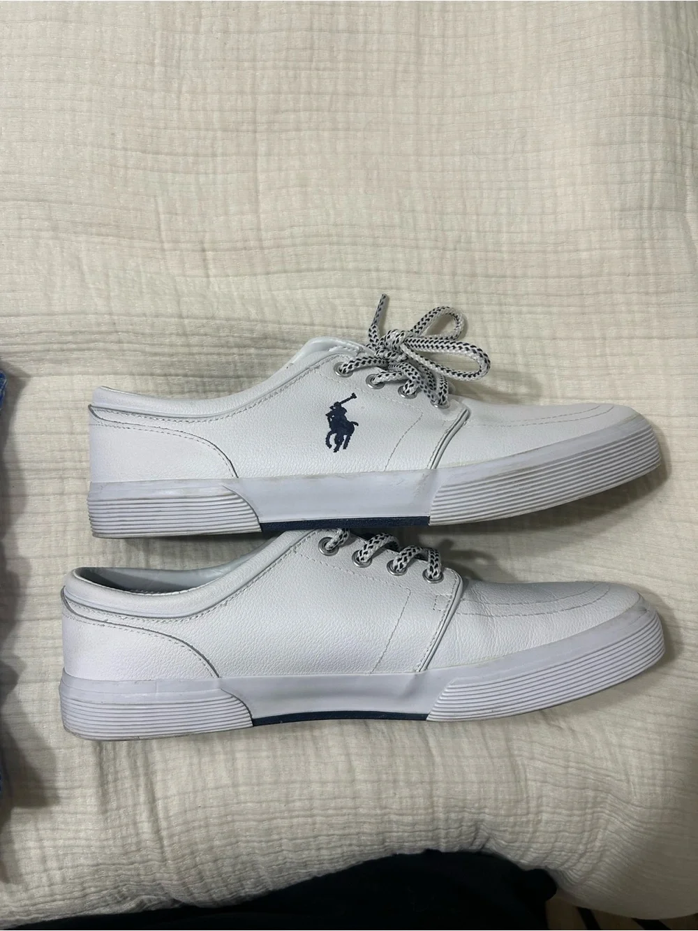 Polo by Ralph Lauren White Leather Sneakers with Navy Polo Logo